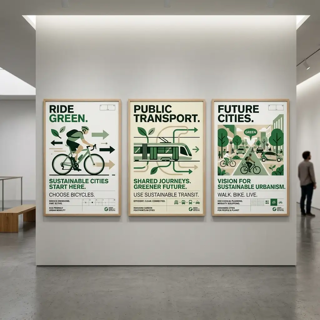 Graphic and editorial design posters for the Rutas Verdes sustainable mobility campaign